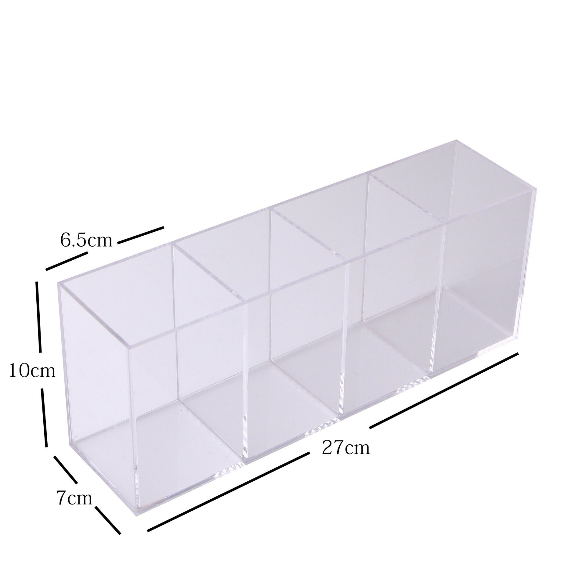 Make Up Organizer Plastic Makeup Brush Pot With Brushes Storage Acrylic For Cosmetics Holder Desk Cosmetic Storage Container: 4Grids