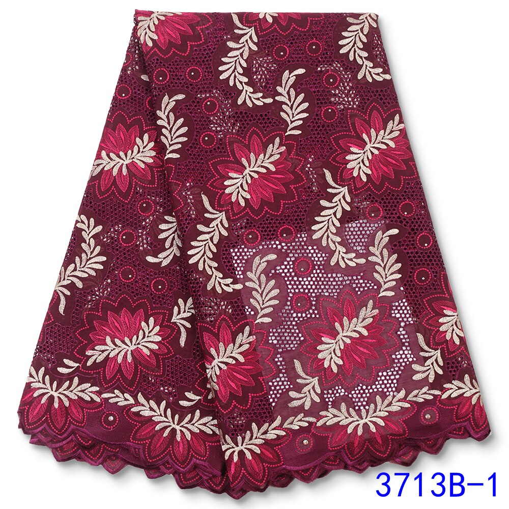 African Cotton Lace Fabric Lace Swiss Voile Lace Nigerian Dry Lace Fabrics With Stones Sewing YA3713B-1: Picture 1