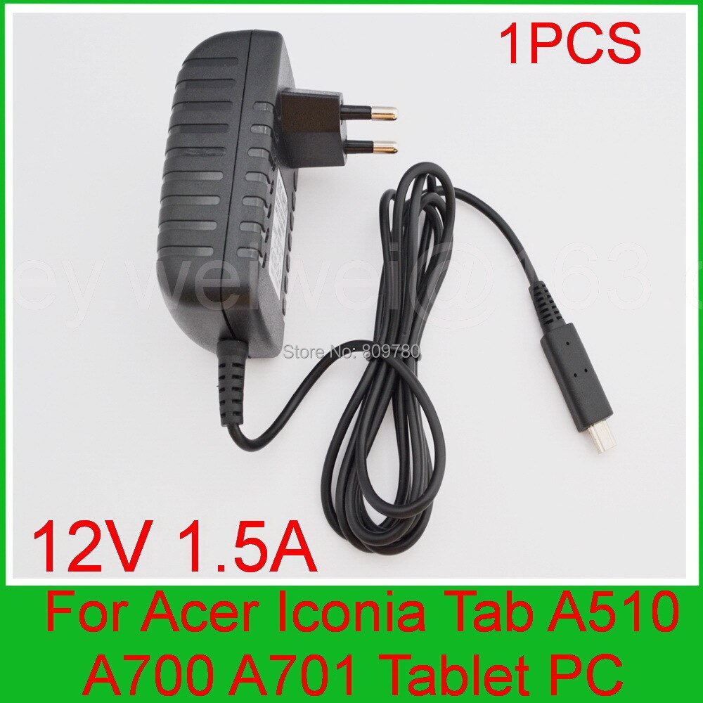1PCS 12V 1.5A Tablet Battery Charger EU plug for Acer Iconia Tab A510 A700 A701 Power Supply Adapter