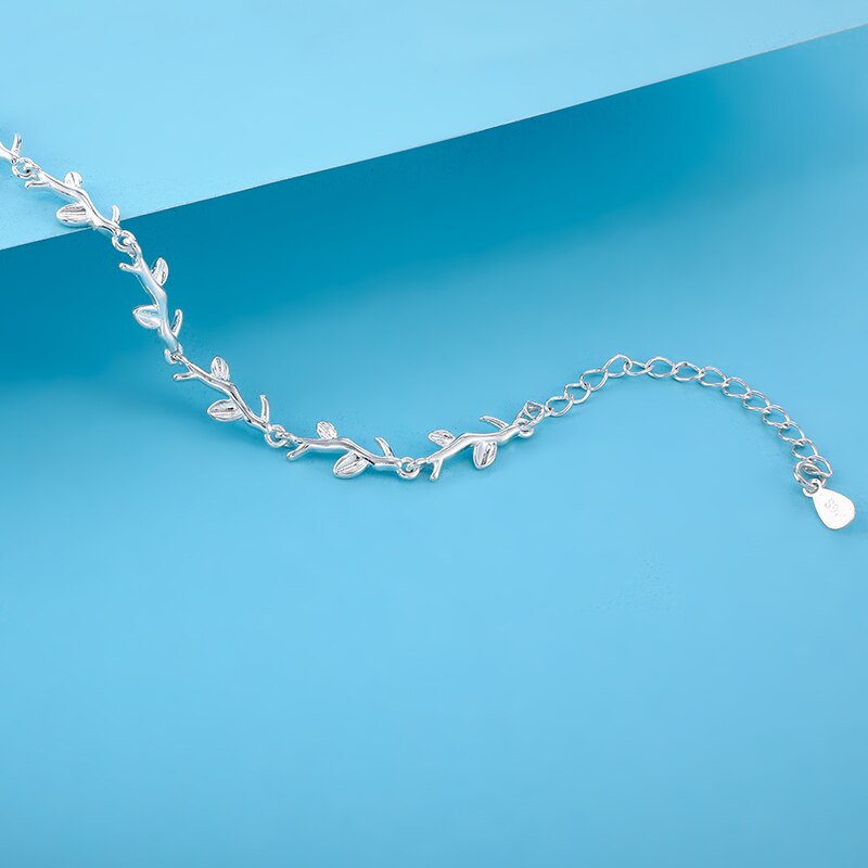 DAIWUJAN-Pulseras de cadena de plata fina 925 con ramas de hojas Mori, joyería fina de boda