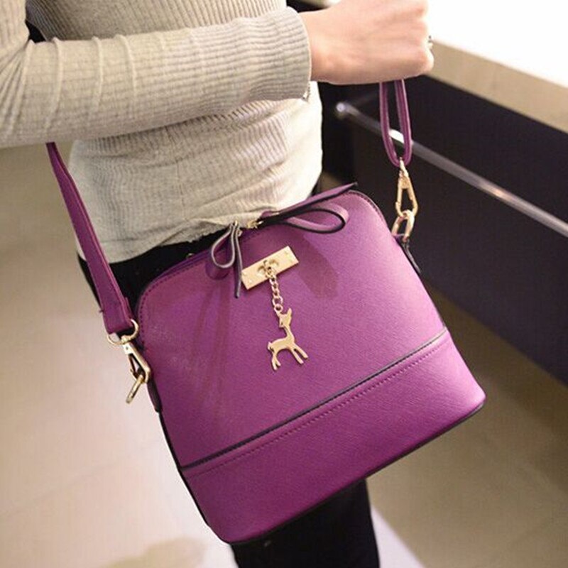 Women's Handbags Shell Bag Leather Women Messenger Bags Girls for Shoulder Bags Decorative Deer Branded Bag: Purple