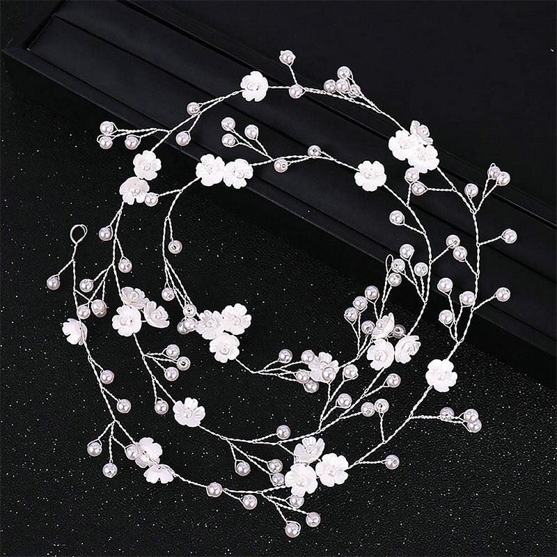 Damen Zarte Elegante Haar Zubehör Braut Hochzeit Simulation Perle Kopfschmuck Frauen Blume Haar Reben Kopfschmuck