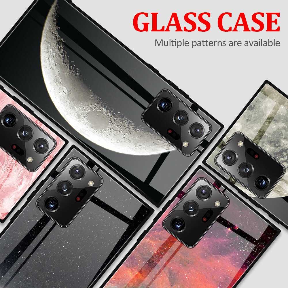 For Samsung Galaxy Note 20 Ultra Hard All Inclusive Tempered Glass Covers For Samsung Note 20 Moon Starry Phone Cases