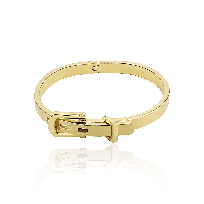 Pulsera de acero inoxidable de para mujer, brazalete con patrón, joyería fina,