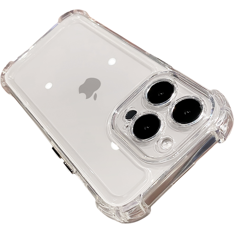 Simple and high-end phone case suitable for iPhone 13/14/15/16 Pro transparent all inclusive anti silicone airbag