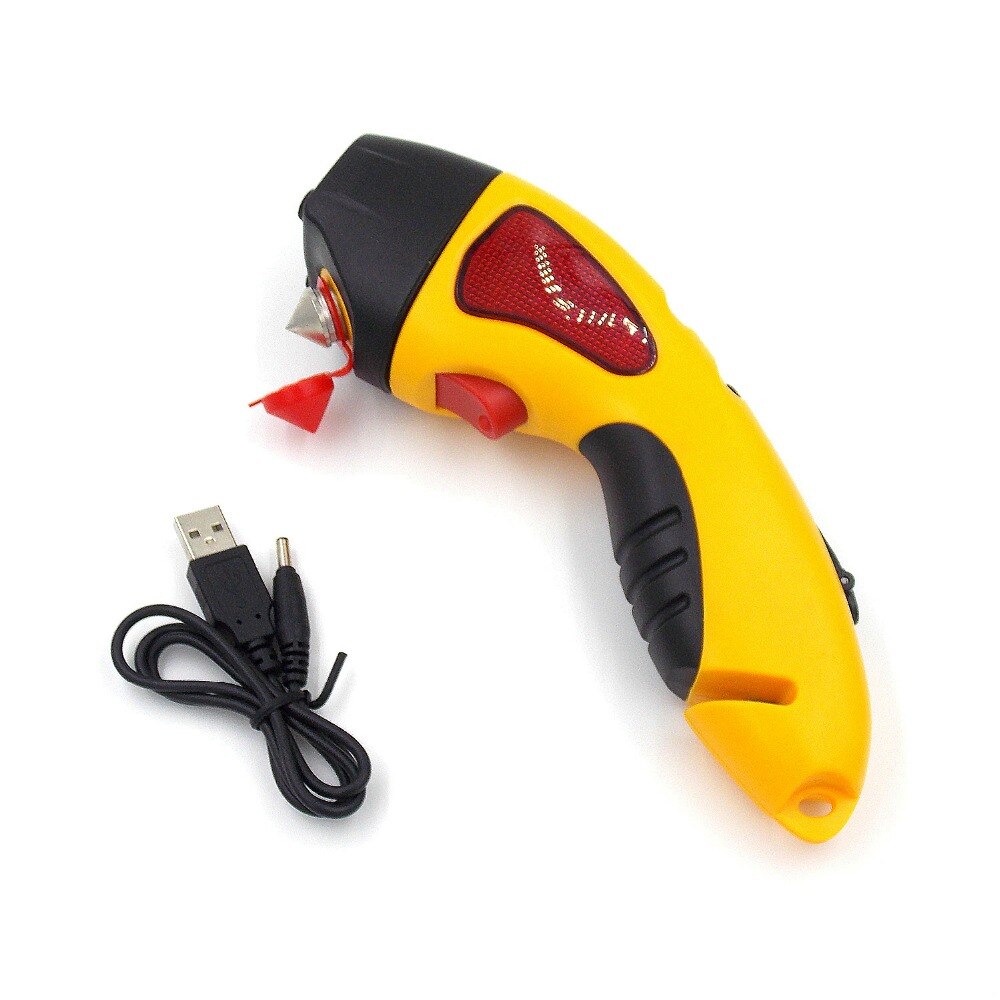 Waterproof Emergency Crank Flashlight with Wind Up Rechargeable LED lights, Window Breaker, Seatbelt Cutter, Red Light Flasher