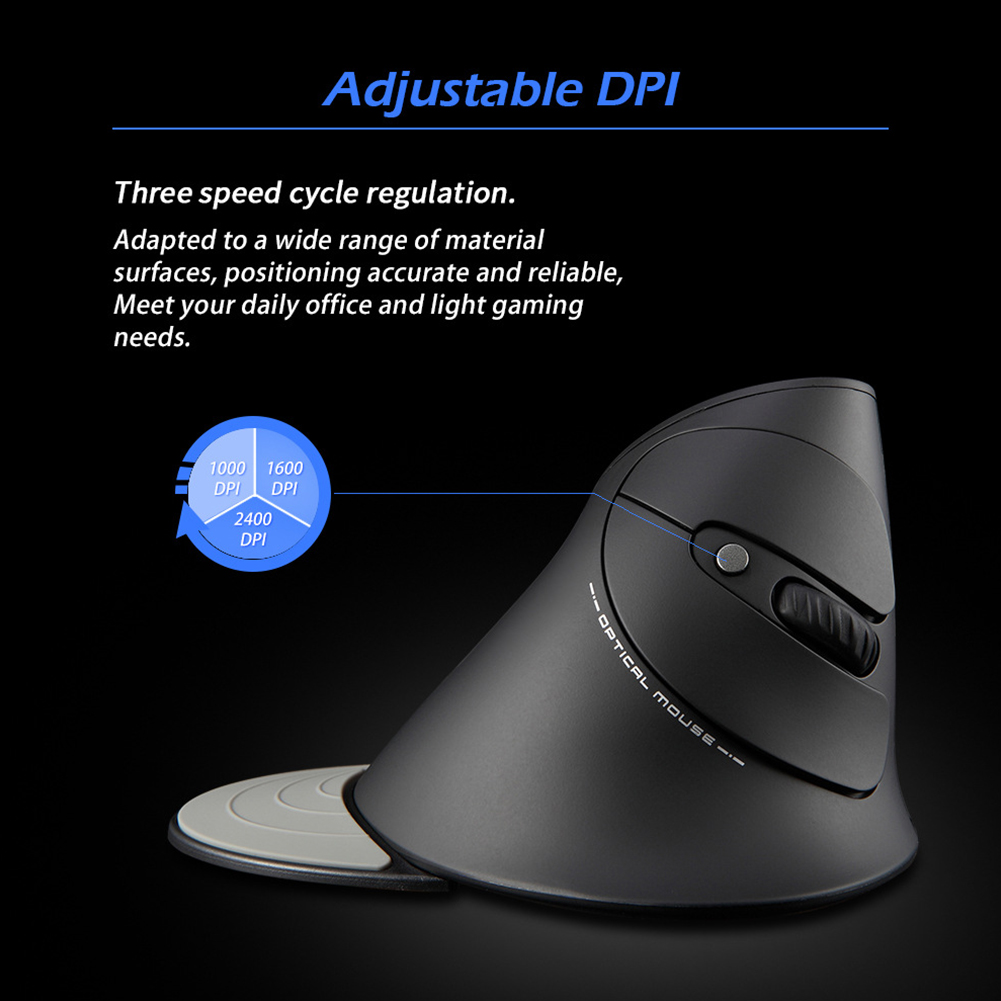 Drahtlose vertikale Maus für die rechte Hand, ergonomische Gaming-Maus, 2400 DPI, USB, optisches Handgelenk, gesunde Mäuse für PC-Computer