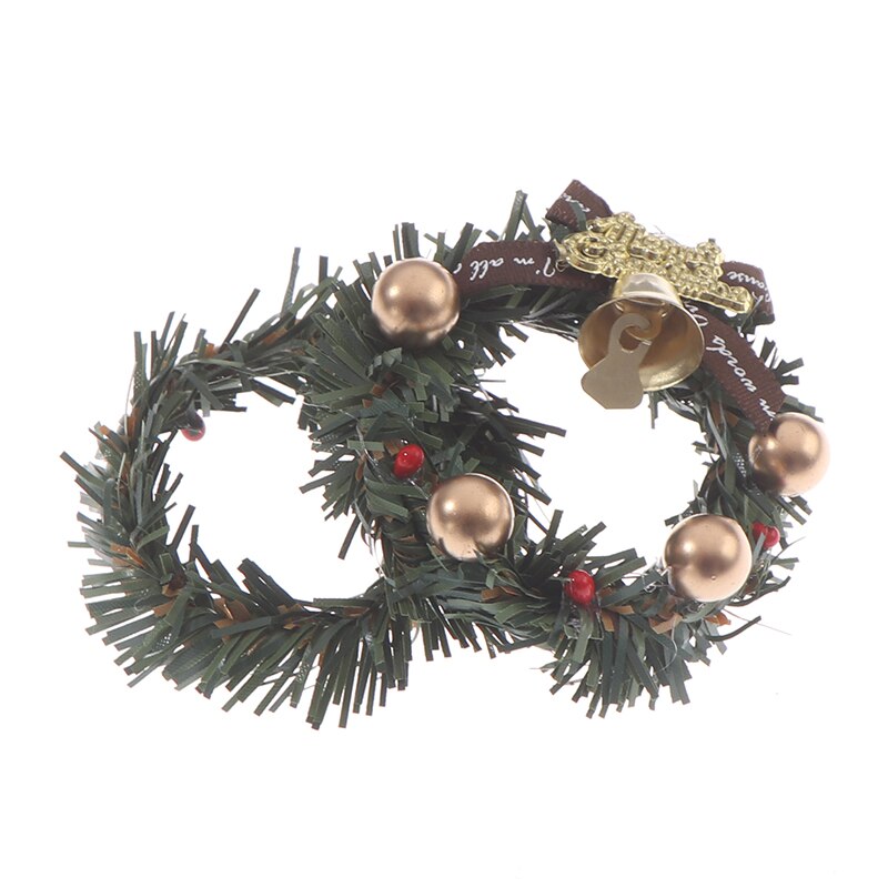 1:12 domek dla lalek miniaturowy wieniec świąteczny dekoracje na drzwi ściany pokoju ozdoby robić domu wesołych świąt girlanda