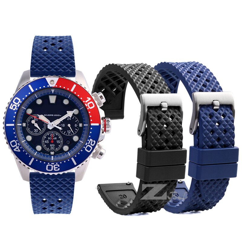 Fuerman Rubber watch strap 20mm 22mm Quick Diving Waterproof Bracelet FKM Fluorine Rubber for s-eiko Ti-ssot
