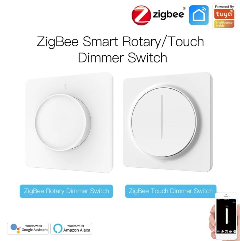WiFi Smart Rotary/Touch Light Dimmer Switch Smart Life/Tuya APP Remote Control Works With Alexa Google Voice Assistants EU