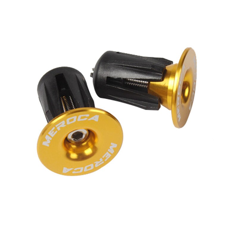 2 uds tapa de manillar para bicicleta tapones de bloqueo para bicicleta tapas de aleación de aluminio cubiertas de bicicleta de montaña: Gold