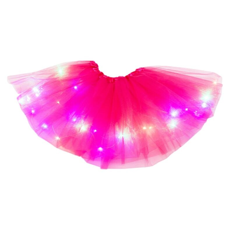 Kleine Meisjes Led Light Up Tutu Rok Neon Kleurrijke Lichtgevende Party Dance De Rok: Rose Red