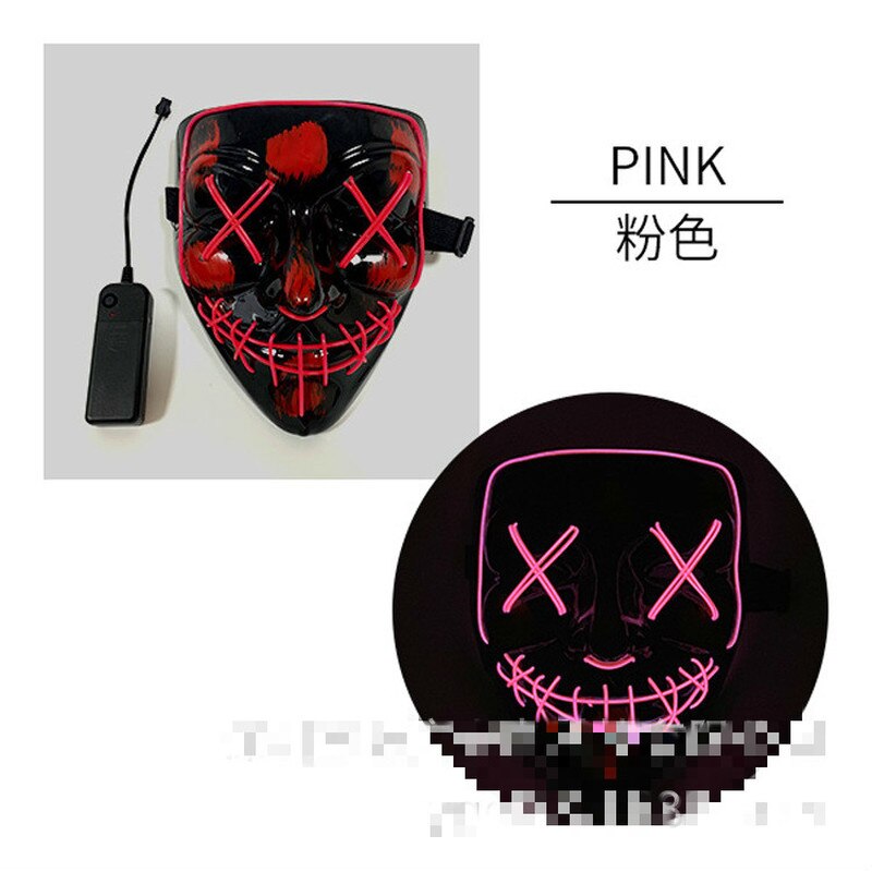 Halloween Luminous Mask Glitter Blood Horror Thriller LED Party Mask Party Mask Luminescent Carnival Light Mask: PINK