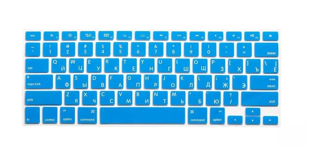 Russische Buchstaben Tastatur schutz für Macbook Air Pro Retina 13 "15" 17 "Laptop Haut Abdeckungen für Mac buch 13 15 UNS Version: Lake blue