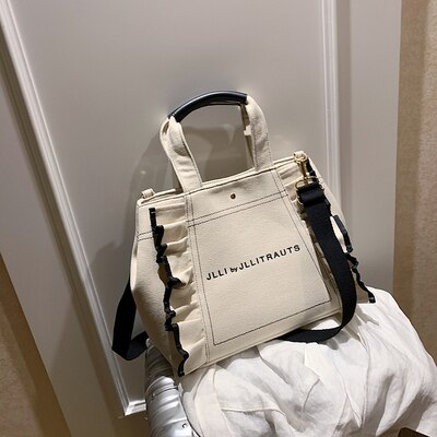 Original toile sac à main sac à bandoulière grande capacité sac de messager largeur 33cm hauteur 26cm épaisseur 15cm: WHITE