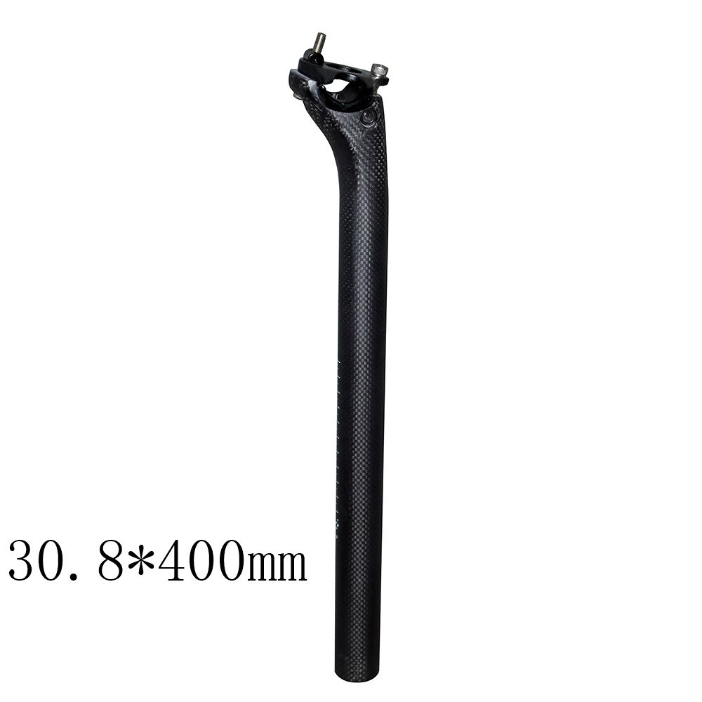Tija de sillín para bicicleta de montaña, poste del asiento completamente de carbono 3K con 20 piezas de 25,4/,27,2/30,8/31,6*350/400mm para bicicleta de montaña y carretera: matte 30.8x400mm