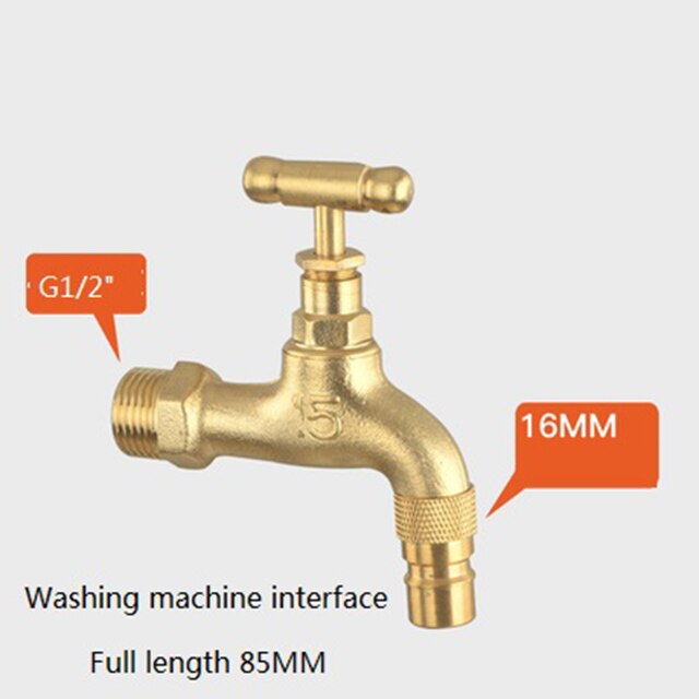 Wall Mount Brass Bibcock Washing Machine Tap Outdoor Garden Faucet With Lock Washing Machine Faucet car wash Faucet: J
