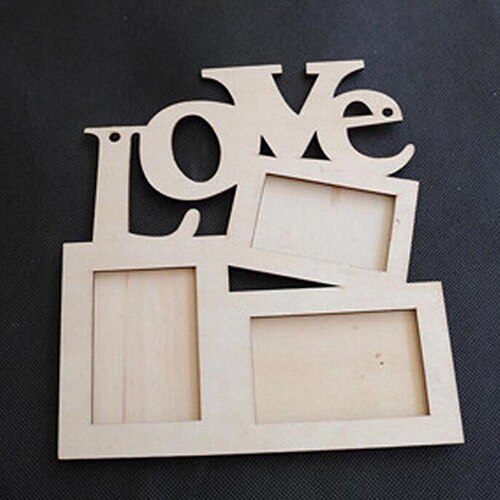 Houten Diy Fotolijst Hollow Liefde Brief Familie Foto Foto Houder Opslag