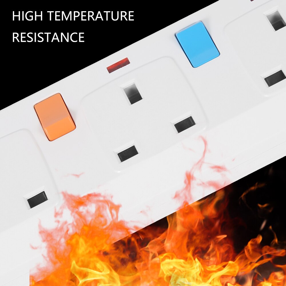 Power Strip Surge Protector 3 AC Universal Outlets UK Plug Sockets Individual Switch with 5m Extention Cord