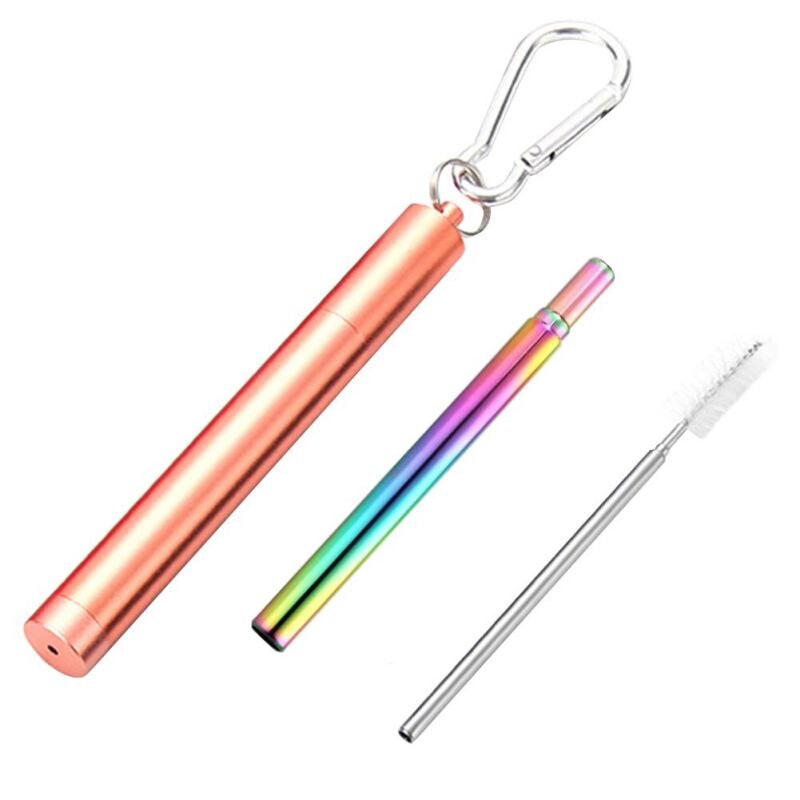 Cannucce portatili cannucce telescopiche pieghevoli cannucce riutilizzabili con elettrodomestici da cucina con manicotto in lega di alluminio: B