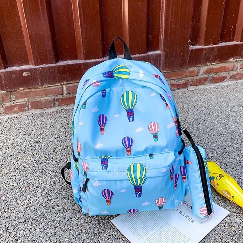Kvinder rygsæk nylon skoletaske til teenagepiger stor kapacitet skuldertaske 15.6 tommer laptop rygsæk kvindelige mochilas: Himmelblå