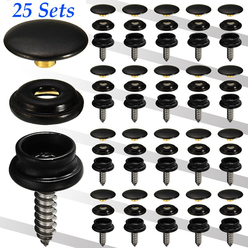 STAINLESS STEEL BOAT COVER CANVAS SNAP FASTENER REPAIR KIT- 75 PIECES SET MARINE 15mm Snap Fastener Buttons Sockets