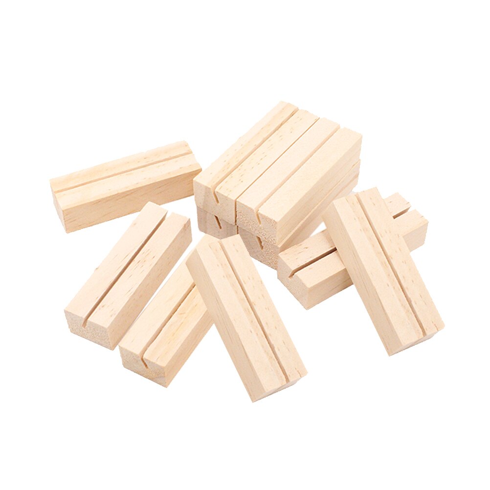 10 Pcs Business Card Holder Wooden Rectangle Shaped Photo Stand Picture Holder Handmade Memo Holder