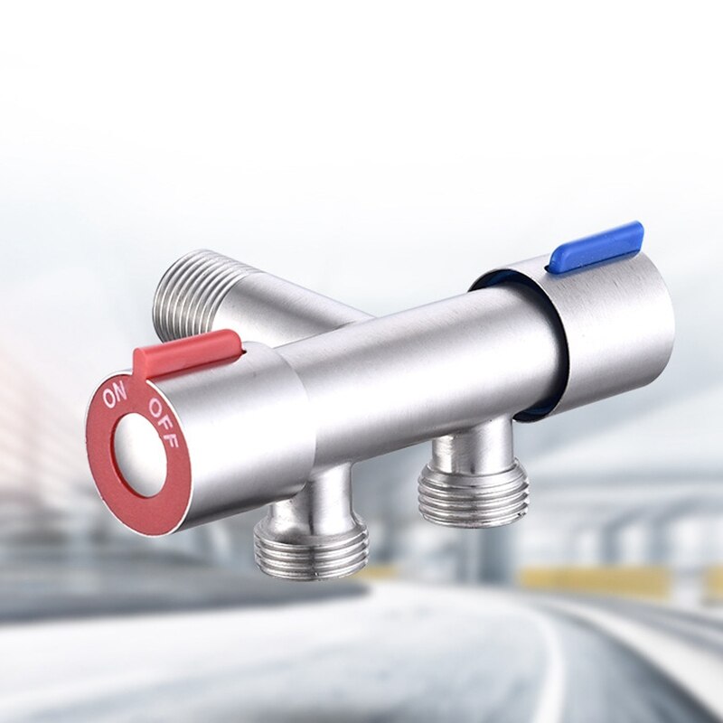 Aço inoxidável dupla tomada e válvula torneira g1/2 linha válvula de ângulo filler desviador válvula da banheira máquina lavar torneira