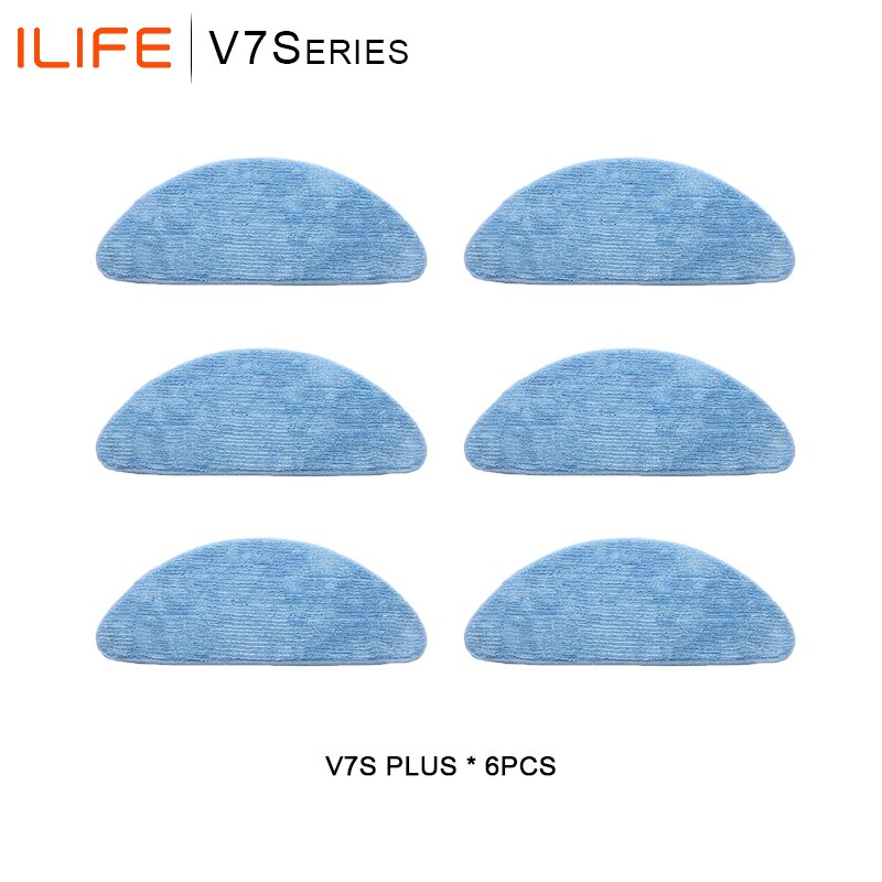 For Ilife V7S Robot Vacuum Cleaner Parts Roller Brush Side Brush Coth Mop HEPA Filter Ilife V7S Pro V7s V7s Plus V7 Accessories: 6 PC V7S Mop