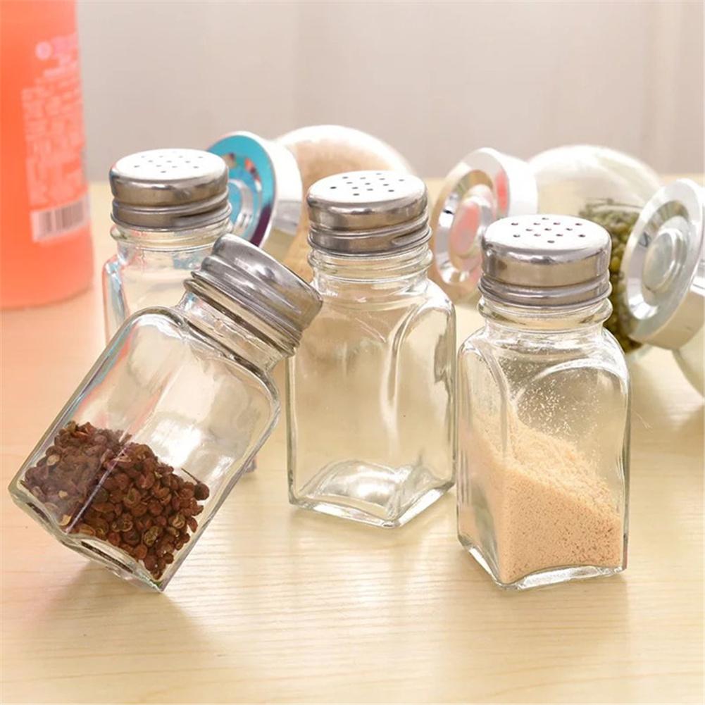 1Pcs Seasoning Bottle Glass Kitchen Condiment Container Sugar Salt Pepper Flour Bottle
