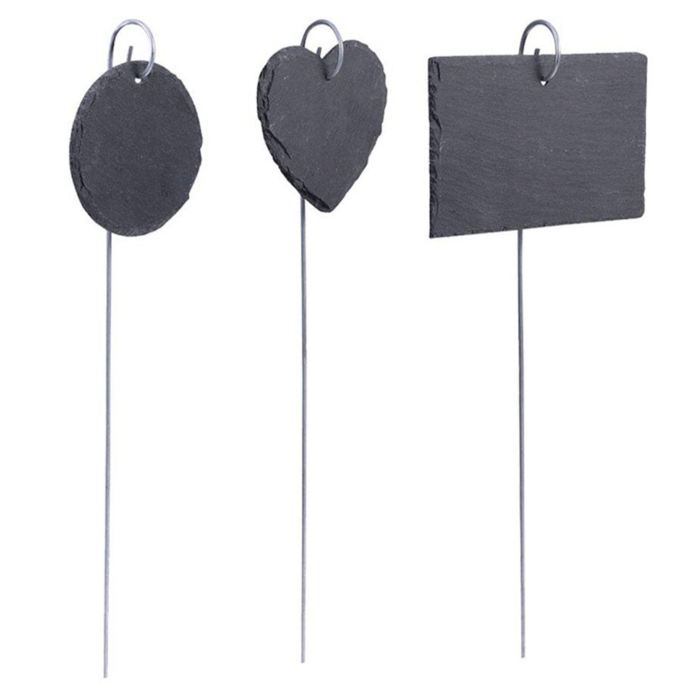 3 stk skifer haveetiketter mini tavle praktisk display skilt jern stang etiket plante identifikator til plantekasser blomsterbed  a35