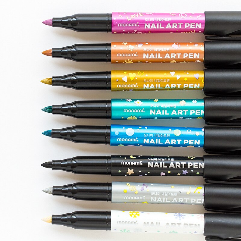 Monami 8 farver nail art pen 1.7mm diy marker negle graffiti pen manicure markør lyse olie makeups: Default Title
