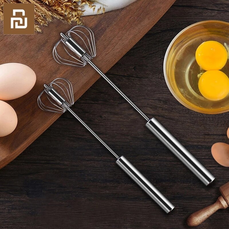 xiaomi Stainless Steel Hand Pressure Rotating Semi-Automatic Mixer Coffee Mixing Eggbeater Handheld Mixer Kitchen Cooking Tools