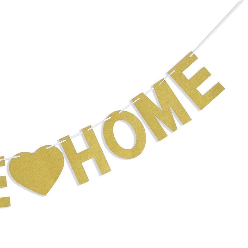 1 Pc Glitter WELCOME HOME Flags Bunting Banner Hanging Decor Decorative Party Bunting Garland For Wedding
