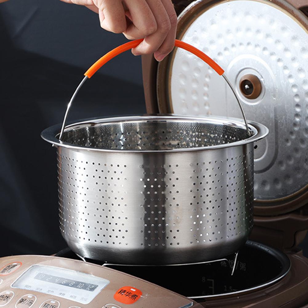 Stainless Steel Vegetable Food Steamer Basket Pressure Cooking Kitchen Tool Anti-scald Steamer Multi-Function Fruit Clean Basket