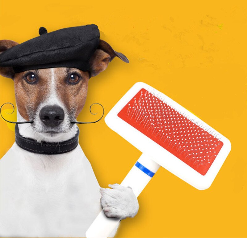 Praktische Hond Haar Borstel Kam Plastic Handvat Brush Airbag Rvs Pin Kam Voor Kleine Hond Katten Pet Grooming Tool