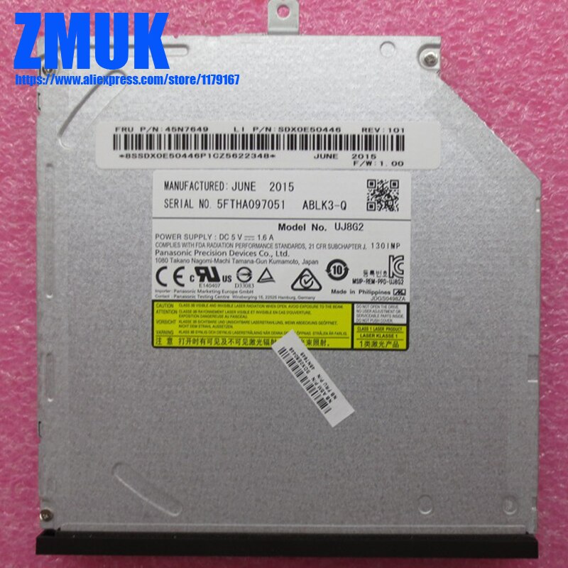 Nowy oryginalny napęd optyczny DVDRW SATA w/płyta czołowa dla Lenovo Thinkpad T440P T540P W540 serii, FRU 45N7647 45N7648 45N7649