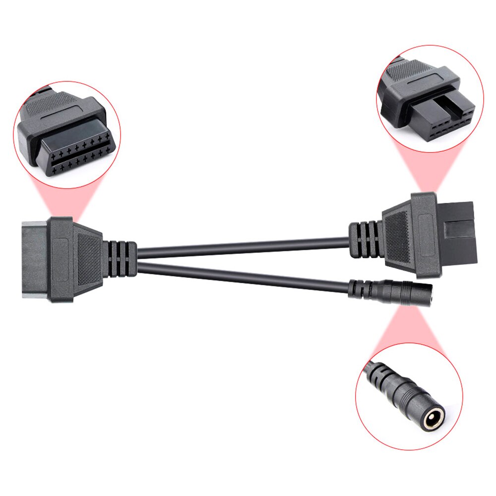 Adapter mitsubishi / hyundai  (12 pin) obd-ii  (16- pin) obd 2,  stik, adapter, stik hun diagnostisk kabel