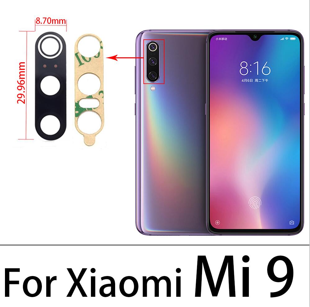 Rear Back Camera Glass Lens For Xiaomi Mi A2 Lite A1 A3 8 9 10 Ultra 11 Lite 10T Pro Poco F3 Poco X3 Pro Camera Glass Lens: Mi 9