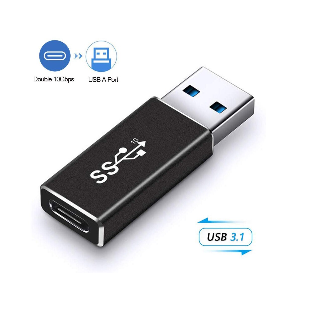 Usb 3.1 hane till typ-c hona adapter, usb a till usb  c 3.1 gen 2 omvandlare, stöd dubbelsidig 10 gbps laddning och data