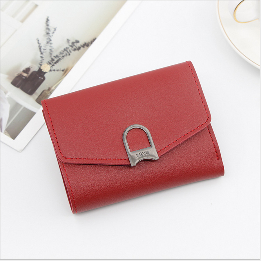 Ladies wallet cute student tassel pendant small PU wallet coin purse lady card bag: plum