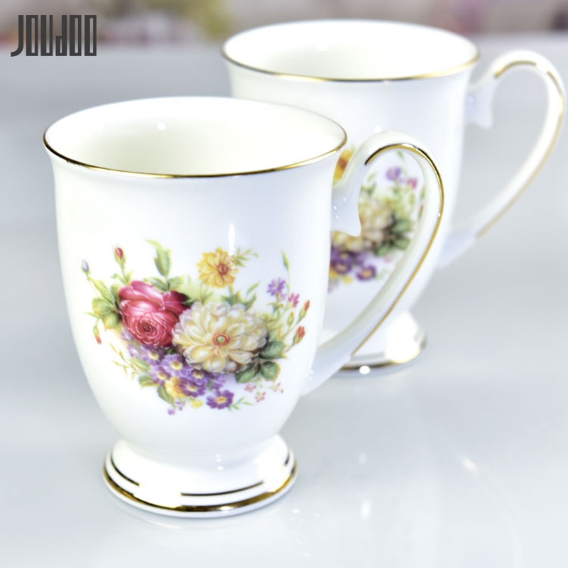 JOUDOO-tasse créative en céramique, famille royale, 350ml, tasse créative pour le café, le lait, le thé, dorée, incrustée, tasse de petit-déjeuner