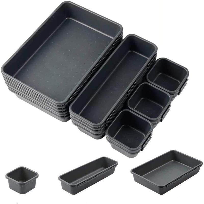 8 Uds. De organizadores de cajones, caja de almacenamiento con divisores de cajones estrechos entrelazados, para baño, oficina, cocina, herramienta de almacenamiento para el hogar