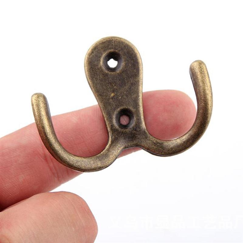 10pcs 2-Pronged Coat Hooks Wall-Mounted Hooks Zinc Alloy Coat Hooks Organizer 2 Hole Towel Hanger For Coats Hats Clothing