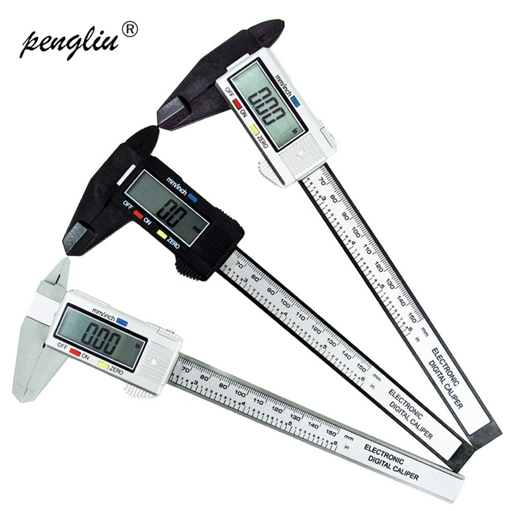 Outil de mesure 0-150mm 6 pouces en plastique LCD, affichage numérique électronique en Fiber de carbone