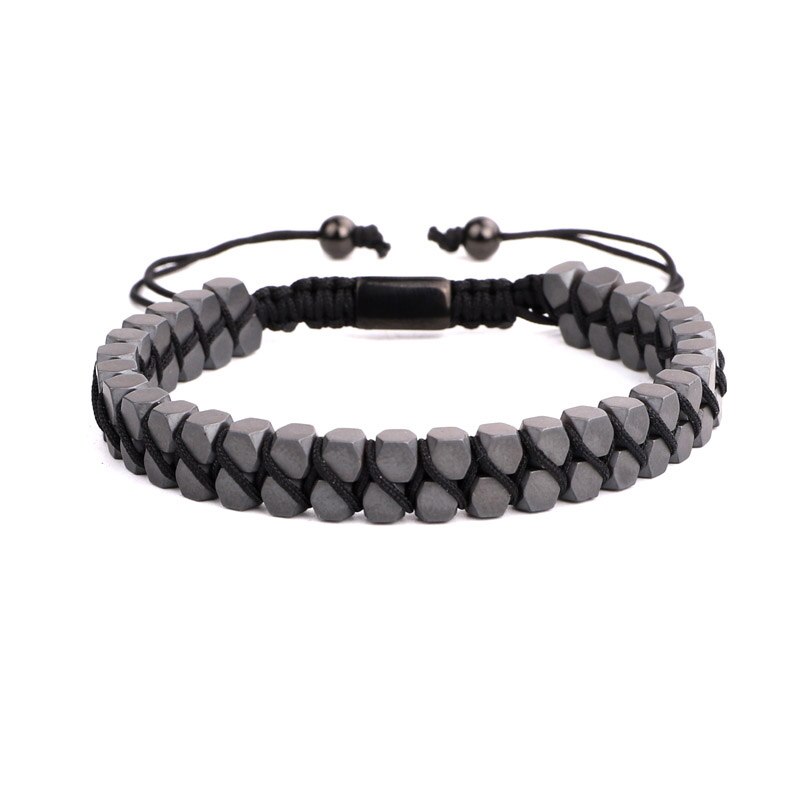 Mannen Armband Bead Hematiet Handcraft Mannen Vrouwen Sieraden Macrame Armband: matte black