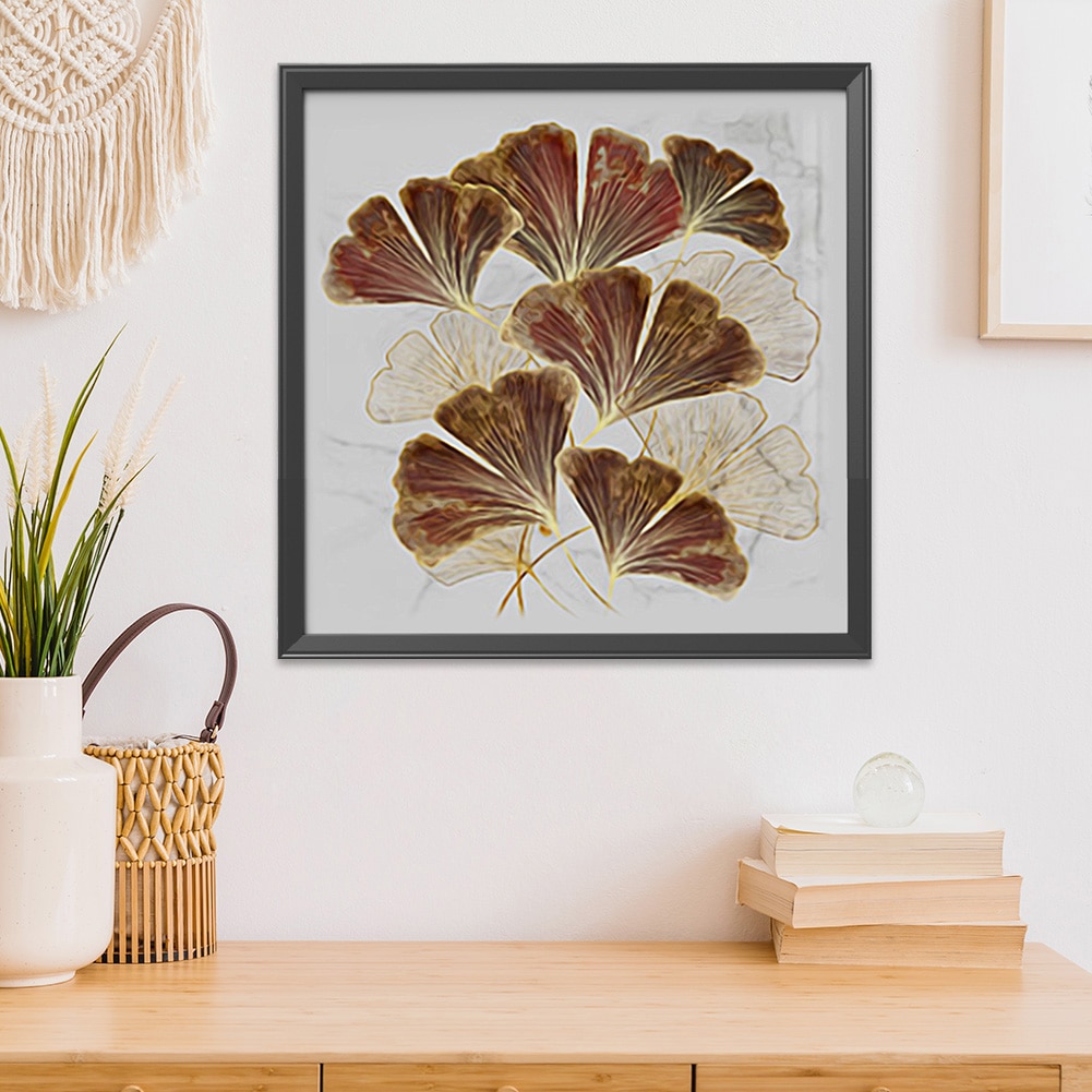 Ginkgo Blad Kruissteek Stilleven Serie Kit Ecologische Katoenen Draad 11CT Gedrukt Borduurwerk Diy Decoratie 60x60cm