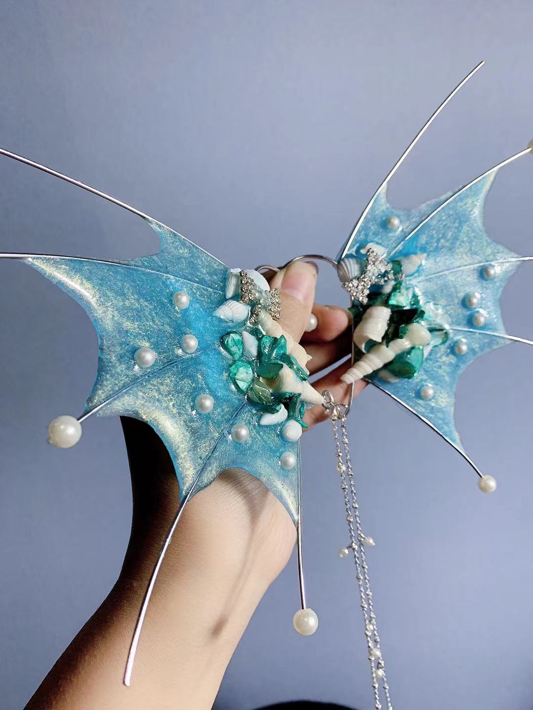 Beautiful Mermaid Elf Fairy Cosplay Ear Halloween Party Dress Up Forest Spirit Fish Cosplay Props Festival Headdress: Pink