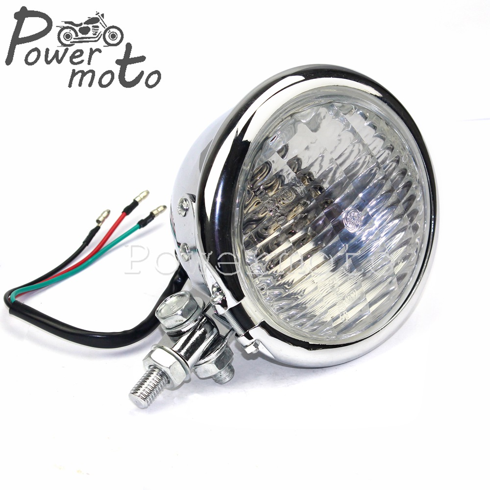 Cromo amarillo vidrio Vintage Café Racer Bobber faro 4,5 “faro Brat Chopper personalizado motocicleta 4,5" Faro Retro: Chrome Clear