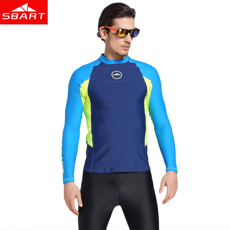 SBART Long Sleeve Men Wetsuit Swimwear Srufing Shirt Lycra Sun Protective Wetsuit Tops Diving Snorkle Swimming Surfing Rashguard: 003 / L